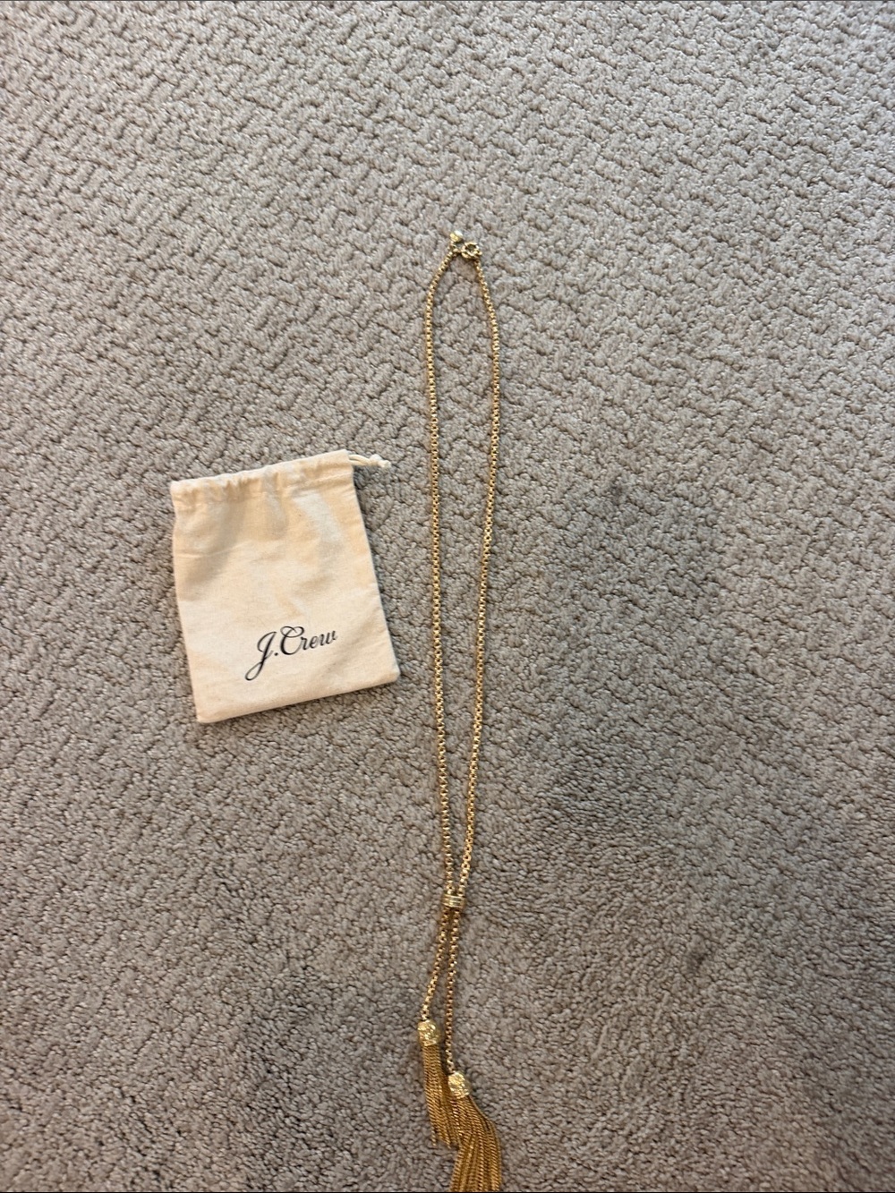 J. Crew Double Tassel Gold Necklace